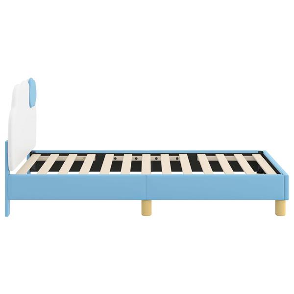 Grote foto vidaxl bedframe voor kinderen met hoofdbord blauw 80 x 160 cm pu antiek en kunst stoelen en banken