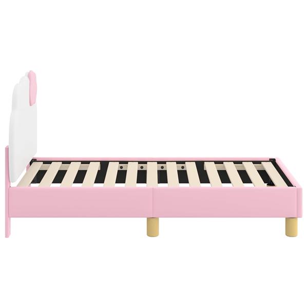 Grote foto vidaxl peuterbedframe met hoofdbord met hoofdeinde roze 70 x 140 cm pu antiek en kunst stoelen en banken