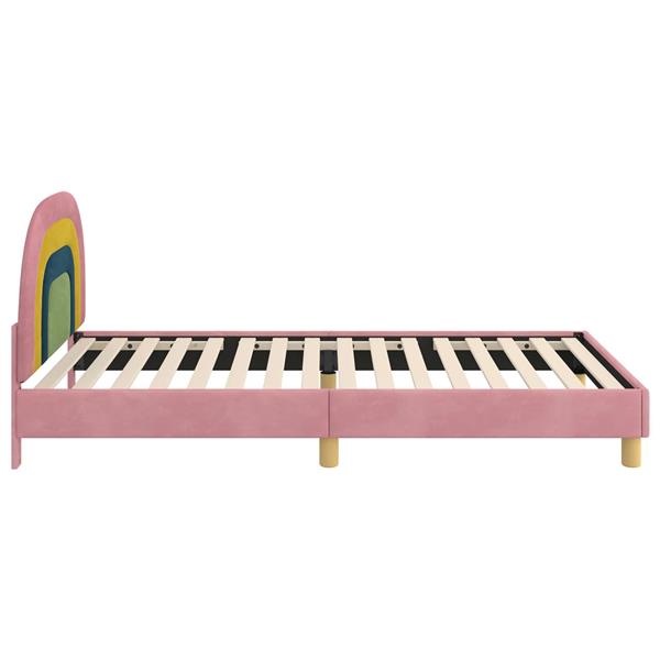 Grote foto vidaxl bedframe voor kinderen met hoofdbord roze 90 x 200 cm fluweel antiek en kunst stoelen en banken