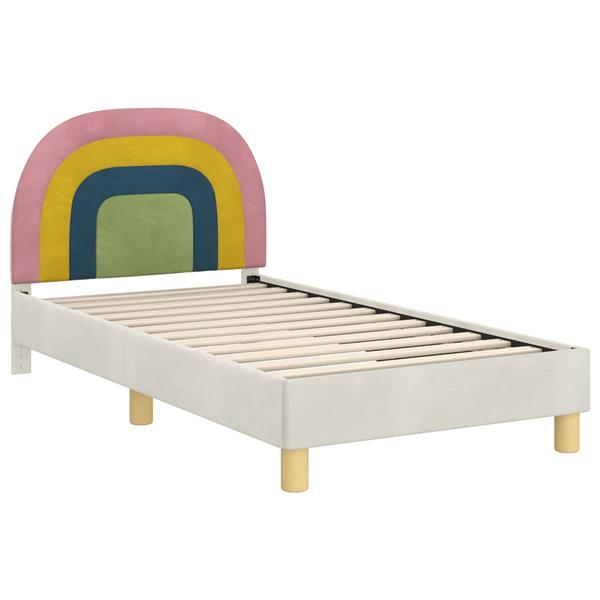 Grote foto vidaxl bedframe voor kinderen met hoofdbord cr me 80 x 160 cm fluweel antiek en kunst stoelen en banken