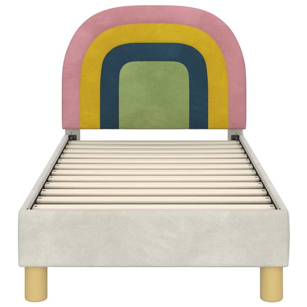 Grote foto vidaxl peuterbedframe met hoofdbord cr me 70 x 140 cm fluweel antiek en kunst stoelen en banken