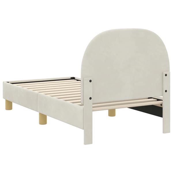 Grote foto vidaxl peuterbedframe met hoofdbord cr me 70 x 140 cm fluweel antiek en kunst stoelen en banken