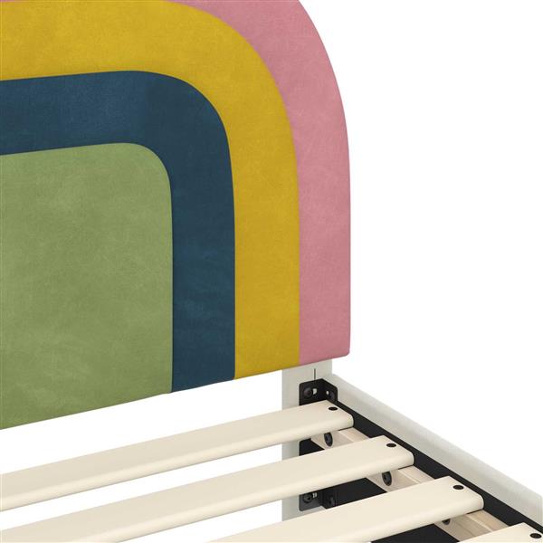 Grote foto vidaxl peuterbedframe met hoofdbord cr me 70 x 140 cm fluweel antiek en kunst stoelen en banken