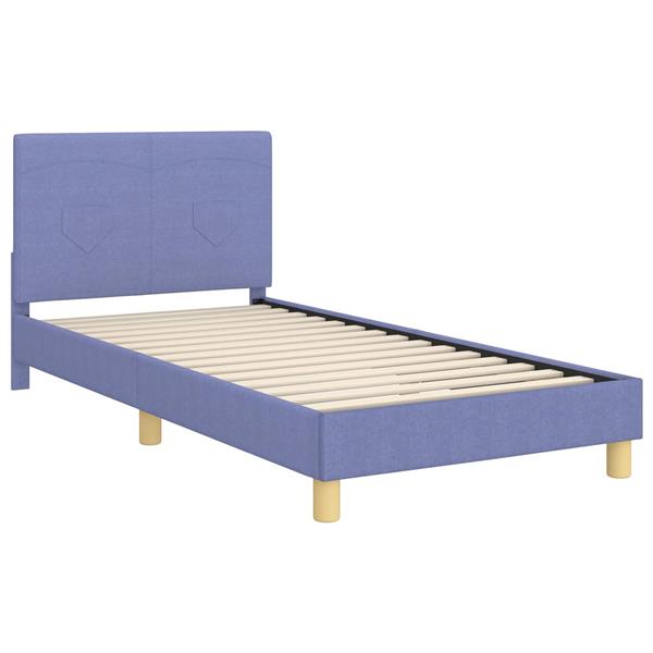 Grote foto vidaxl bedframe voor kinderen met hoofdbord jeans blauw 90 x 200 cm antiek en kunst stoelen en banken