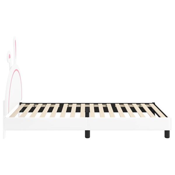 Grote foto vidaxl bedframe voor kinderen met hoofdbord wit 90 x 190 cm pu antiek en kunst stoelen en banken