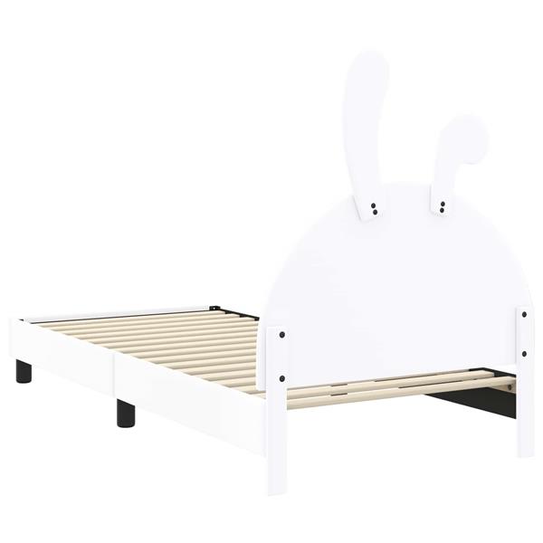 Grote foto vidaxl bedframe voor kinderen met hoofdbord wit 90 x 190 cm pu antiek en kunst stoelen en banken