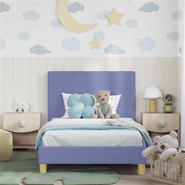 Grote foto vidaxl bedframe voor kinderen met hoofdbord jeans blauw 90 x 190 cm antiek en kunst stoelen en banken