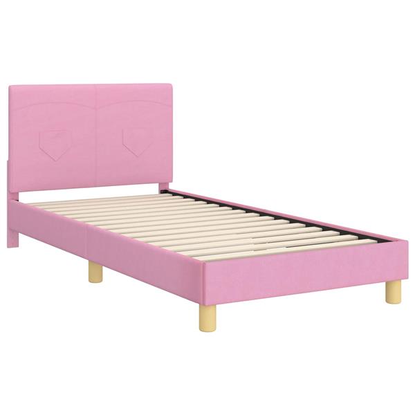 Grote foto vidaxl bedframe voor kinderen met hoofdbord roze 90 x 190 cm stof antiek en kunst stoelen en banken