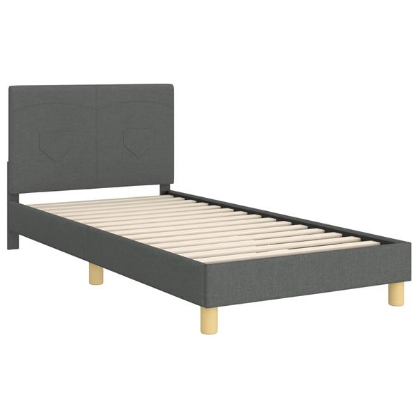Grote foto vidaxl bedframe voor kinderen met hoofdbord donkergrijs 90 x 190 cm antiek en kunst stoelen en banken