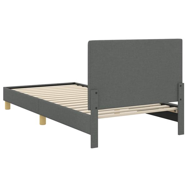 Grote foto vidaxl bedframe voor kinderen met hoofdbord donkergrijs 90 x 190 cm antiek en kunst stoelen en banken