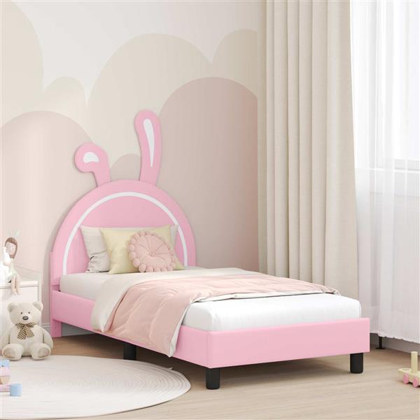 Grote foto vidaxl bedframe voor kinderen met hoofdbord roze 80 x 160 cm pu antiek en kunst stoelen en banken