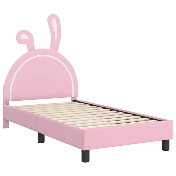 Grote foto vidaxl bedframe voor kinderen met hoofdbord roze 80 x 160 cm pu antiek en kunst stoelen en banken
