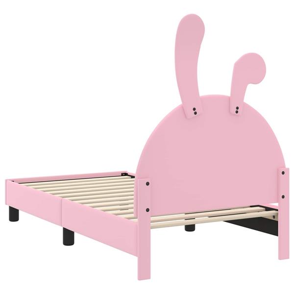 Grote foto vidaxl bedframe voor kinderen met hoofdbord roze 80 x 160 cm pu antiek en kunst stoelen en banken