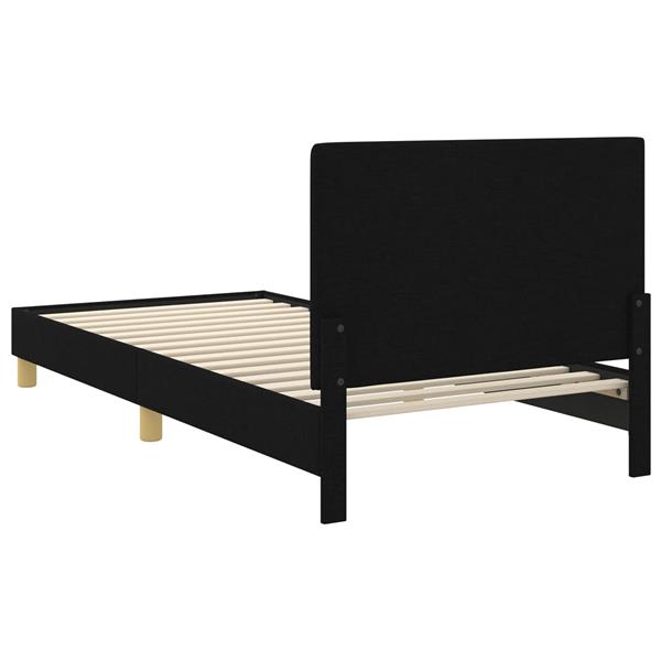 Grote foto vidaxl bedframe voor kinderen met hoofdbord zwart 80 x 200 cm stof antiek en kunst stoelen en banken