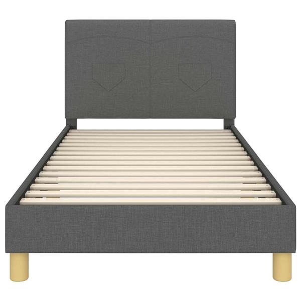 Grote foto vidaxl bedframe voor kinderen met hoofdbord donkergrijs 80 x 200 cm antiek en kunst stoelen en banken