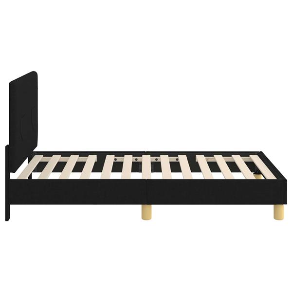 Grote foto vidaxl bedframe voor kinderen met hoofdbord zwart 80 x 160 cm stof antiek en kunst stoelen en banken