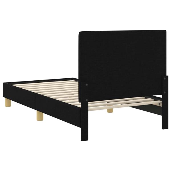 Grote foto vidaxl bedframe voor kinderen met hoofdbord zwart 80 x 160 cm stof antiek en kunst stoelen en banken