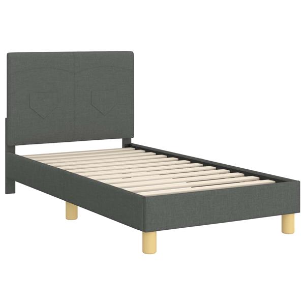 Grote foto vidaxl bedframe voor kinderen met hoofdbord donkergrijs 80 x 160 cm antiek en kunst stoelen en banken