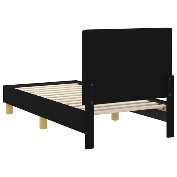 Grote foto vidaxl peuterbedframe met hoofdbord zwart 70 x 140 cm stof antiek en kunst stoelen en banken