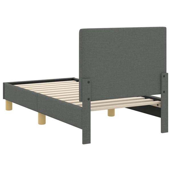 Grote foto vidaxl peuterbedframe met hoofdbord donkergrijs 70 x 140 cm stof antiek en kunst stoelen en banken