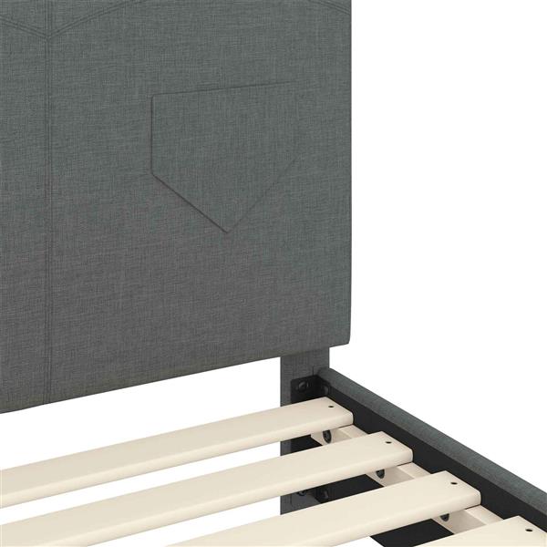 Grote foto vidaxl peuterbedframe met hoofdbord donkergrijs 70 x 140 cm stof antiek en kunst stoelen en banken