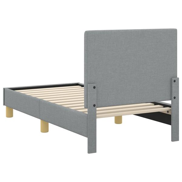 Grote foto vidaxl peuterbedframe met hoofdbord lichtgrijs 70 x 140 cm stof antiek en kunst stoelen en banken