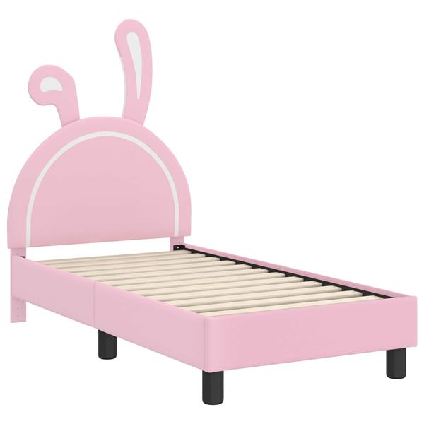 Grote foto vidaxl peuterbedframe met hoofdbord met hoofdeinde roze 70 x 140 cm pu antiek en kunst stoelen en banken