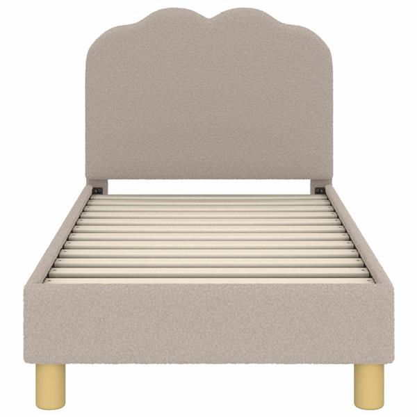 Grote foto vidaxl peuterbedframe met hoofdbord lichtgrijs 70 x 140 cm schapenstof antiek en kunst stoelen en banken