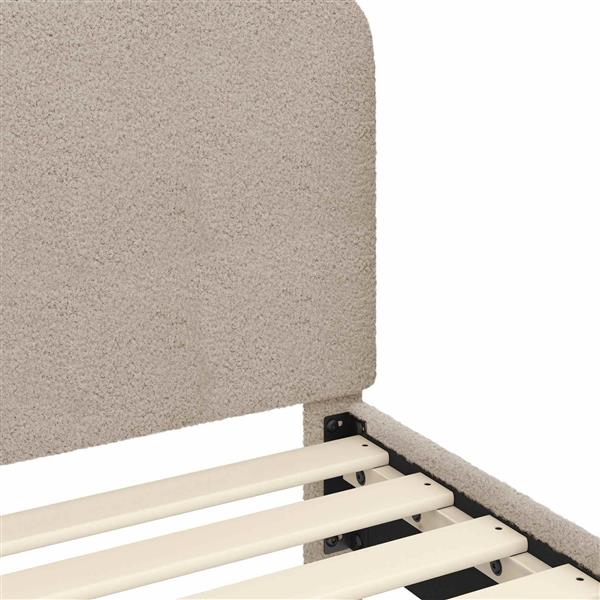 Grote foto vidaxl peuterbedframe met hoofdbord lichtgrijs 70 x 140 cm schapenstof antiek en kunst stoelen en banken