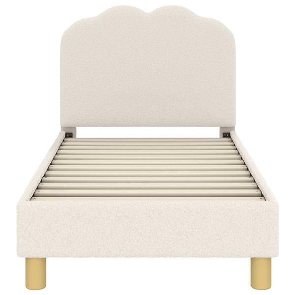 Grote foto vidaxl peuterbedframe met hoofdbord cr me 70 x 140 cm schapenstof antiek en kunst stoelen en banken