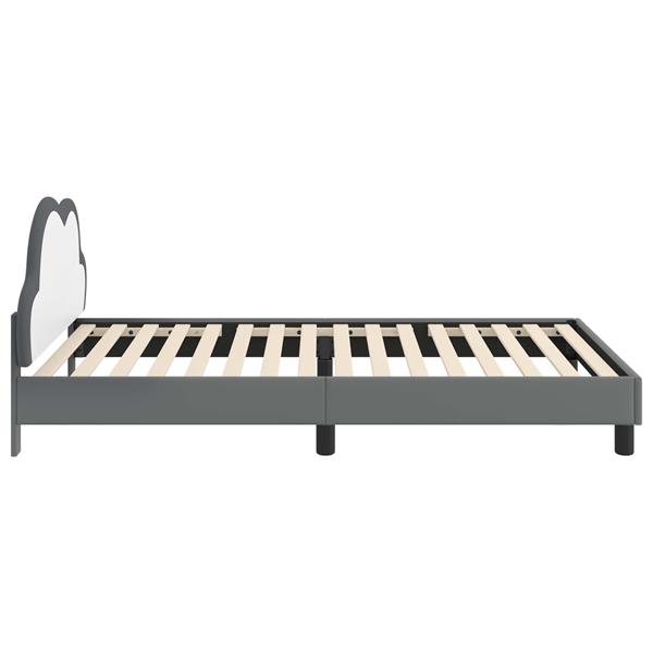 Grote foto vidaxl bedframe voor kinderen met hoofdbord lichtgrijs 90 x 200 cm pu antiek en kunst stoelen en banken