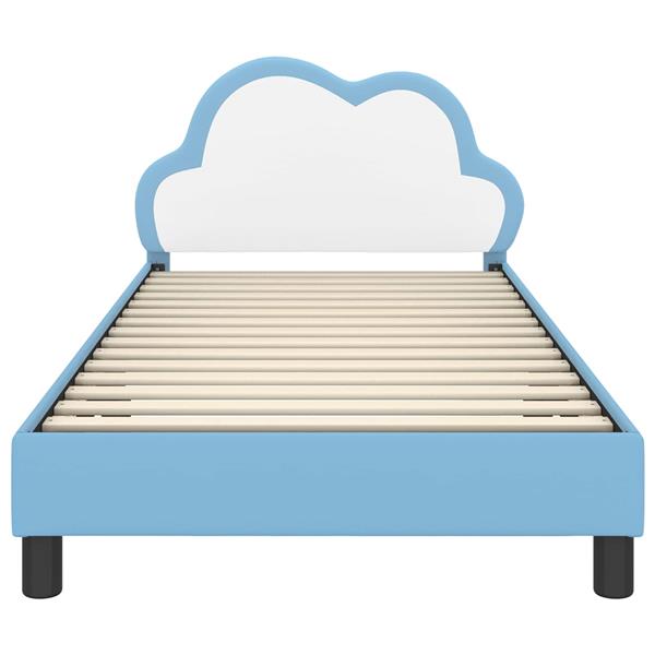 Grote foto vidaxl bedframe voor kinderen met hoofdbord blauw 90 x 200 cm pu antiek en kunst stoelen en banken