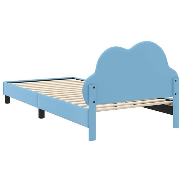 Grote foto vidaxl bedframe voor kinderen met hoofdbord blauw 90 x 200 cm pu antiek en kunst stoelen en banken