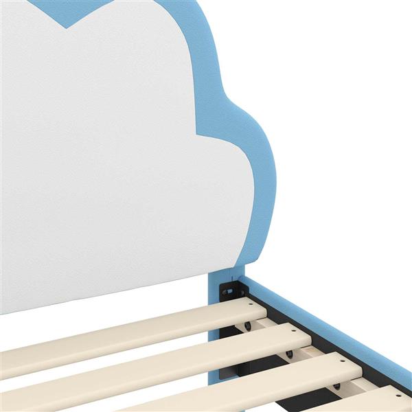 Grote foto vidaxl bedframe voor kinderen met hoofdbord blauw 90 x 200 cm pu antiek en kunst stoelen en banken