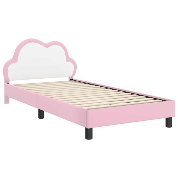 Grote foto vidaxl bedframe voor kinderen met hoofdbord roze 90 x 200 cm pu antiek en kunst stoelen en banken