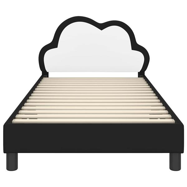 Grote foto vidaxl bedframe voor kinderen met hoofdbord zwart 90 x 190 cm pu antiek en kunst stoelen en banken