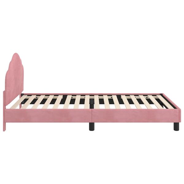 Grote foto vidaxl bedframe voor kinderen met hoofdbord roze 90 x 190 cm fluweel antiek en kunst stoelen en banken