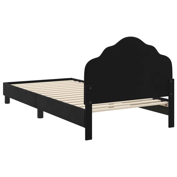 Grote foto vidaxl bedframe voor kinderen met hoofdbord zwart 90 x 190 cm fluweel antiek en kunst stoelen en banken