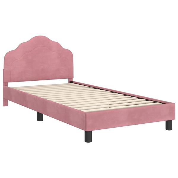 Grote foto vidaxl bedframe voor kinderen met hoofdbord roze 80 x 200 cm fluweel antiek en kunst stoelen en banken