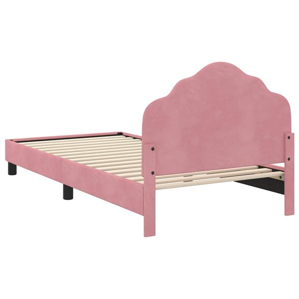 Grote foto vidaxl bedframe voor kinderen met hoofdbord roze 80 x 200 cm fluweel antiek en kunst stoelen en banken