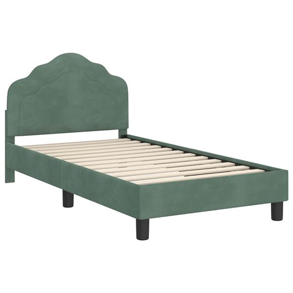 Grote foto vidaxl bedframe voor kinderen met hoofdbord zeegroen 80 x 160 cm antiek en kunst stoelen en banken