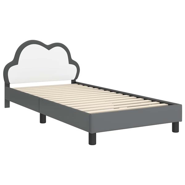 Grote foto vidaxl bedframe voor kinderen met hoofdbord lichtgrijs 90 x 190 cm pu antiek en kunst stoelen en banken