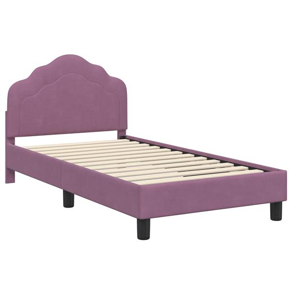 Grote foto vidaxl bedframe voor kinderen met hoofdbord paars 80 x 160 cm fluweel antiek en kunst stoelen en banken