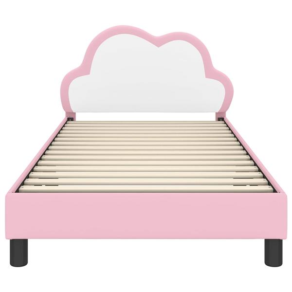 Grote foto vidaxl bedframe voor kinderen met hoofdbord roze 90 x 190 cm pu antiek en kunst stoelen en banken