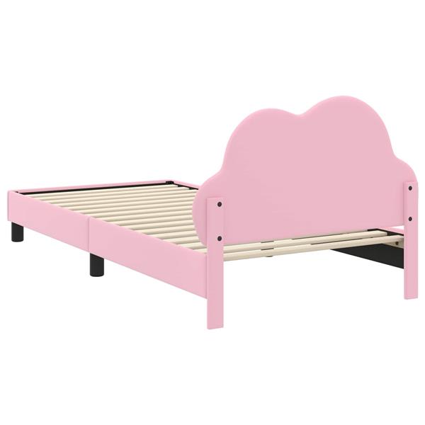 Grote foto vidaxl bedframe voor kinderen met hoofdbord roze 90 x 190 cm pu antiek en kunst stoelen en banken