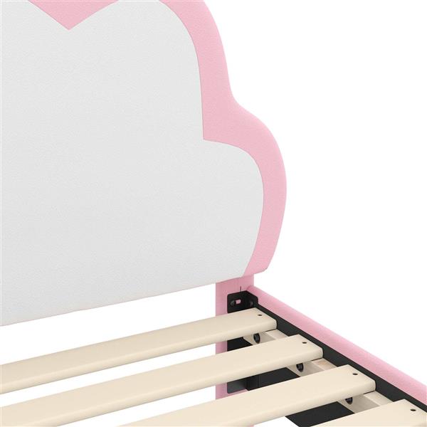 Grote foto vidaxl bedframe voor kinderen met hoofdbord roze 90 x 190 cm pu antiek en kunst stoelen en banken