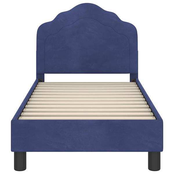 Grote foto vidaxl peuterbedframe met hoofdbord politieblauw 70 x 140 cm fluweel antiek en kunst stoelen en banken