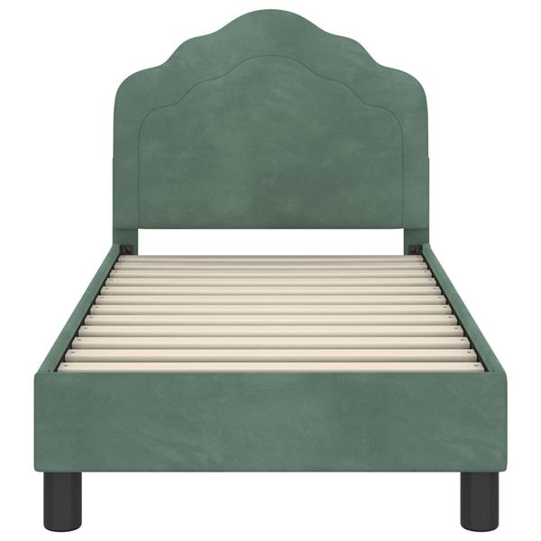 Grote foto vidaxl peuterbedframe met hoofdbord zeegroen 70 x 140 cm fluweel antiek en kunst stoelen en banken