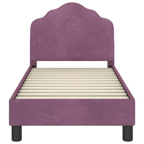 Grote foto vidaxl peuterbedframe met hoofdbord paars 70 x 140 cm fluweel antiek en kunst stoelen en banken