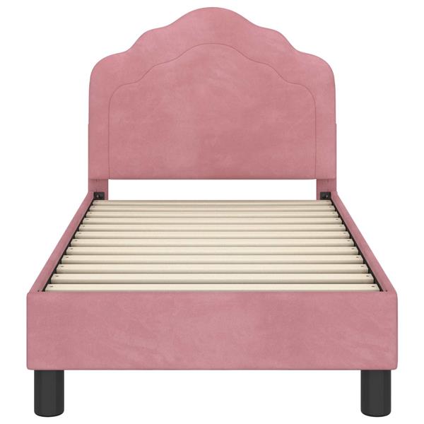 Grote foto vidaxl peuterbedframe met hoofdbord roze 70 x 140 cm fluweel antiek en kunst stoelen en banken